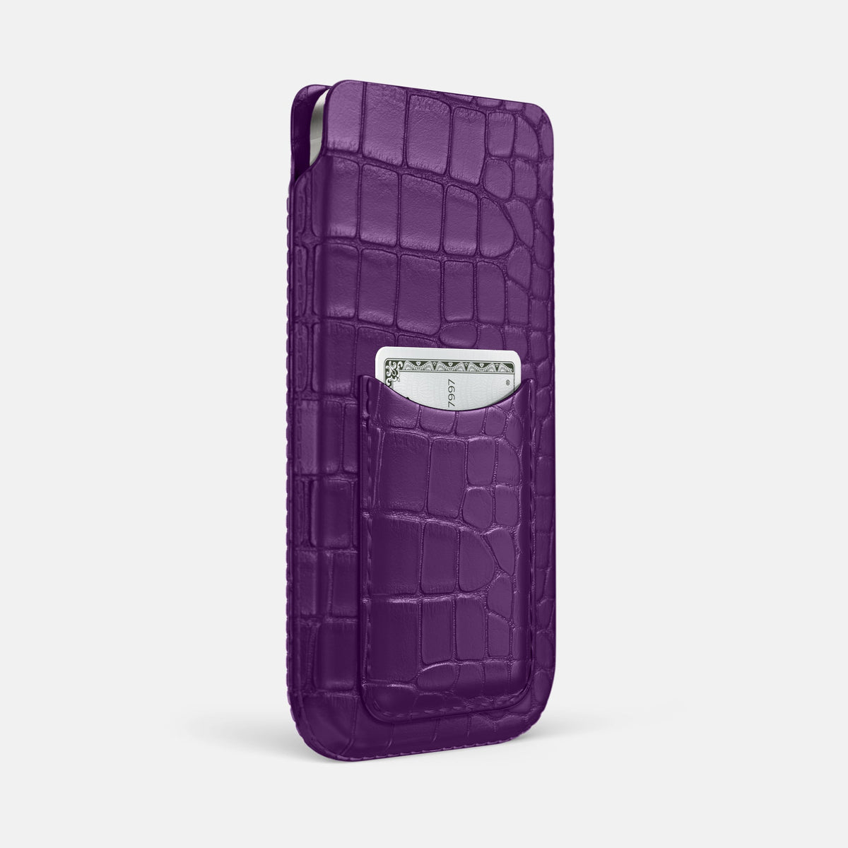 Pouch Card Case For iPhone 18 Pro In Alligator -2 | Purple