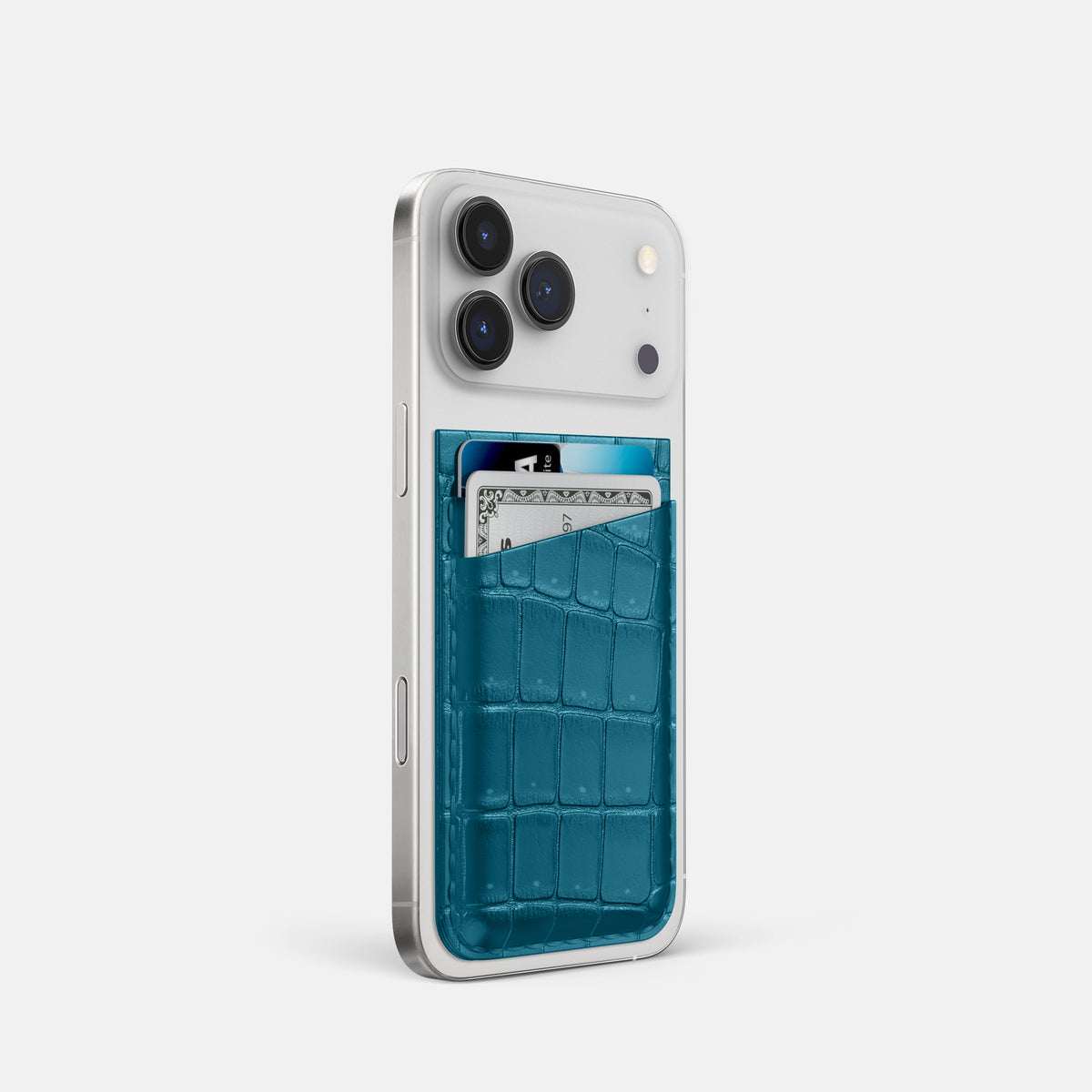MagSafe Wallet For iPhone 17 Pro In Porosus Crocodile -2 | Turquoise