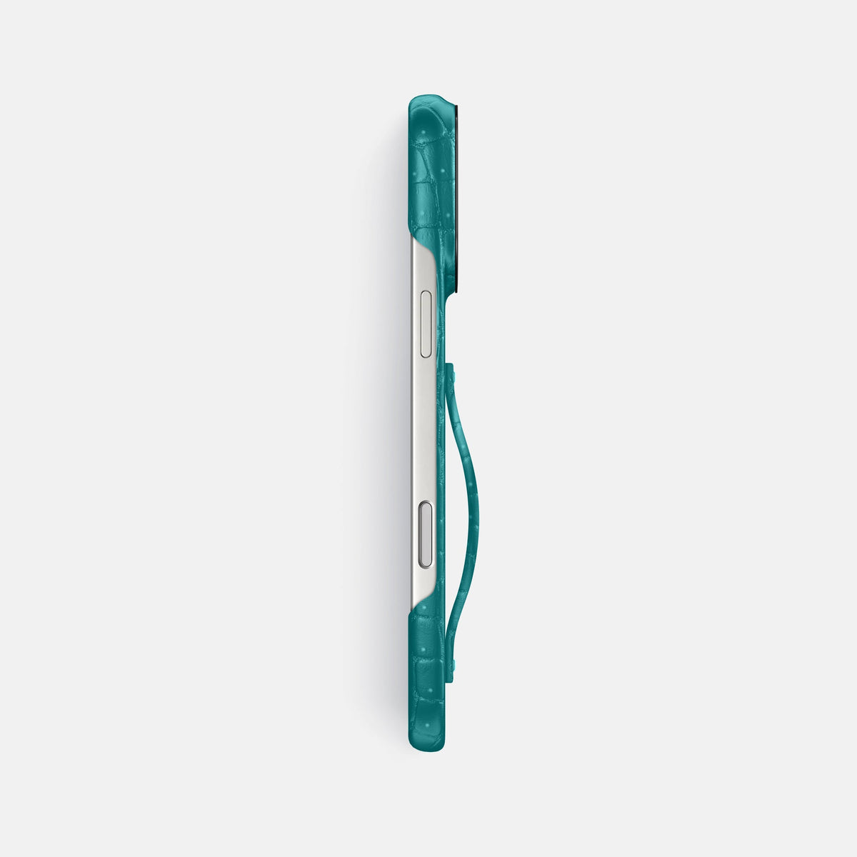 Finger Case For iPhone 18 Pro Max In Porosus Crocodile -3 | Celadon-Black