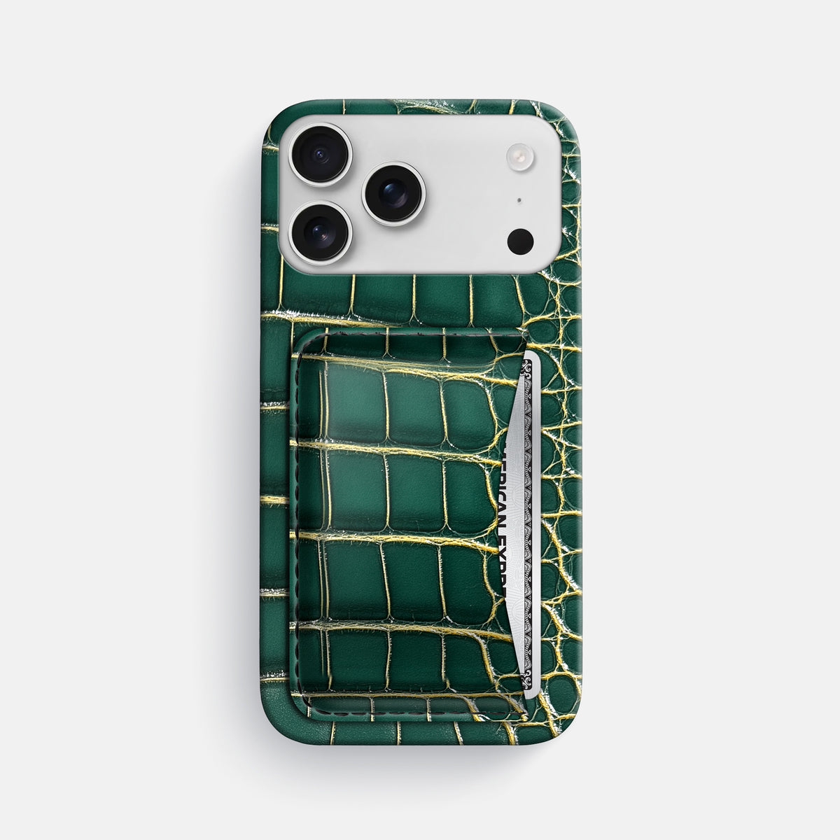 Slim Card Case For iPhone 17 Pro Max In Patina Alligator -1 | Cambridge