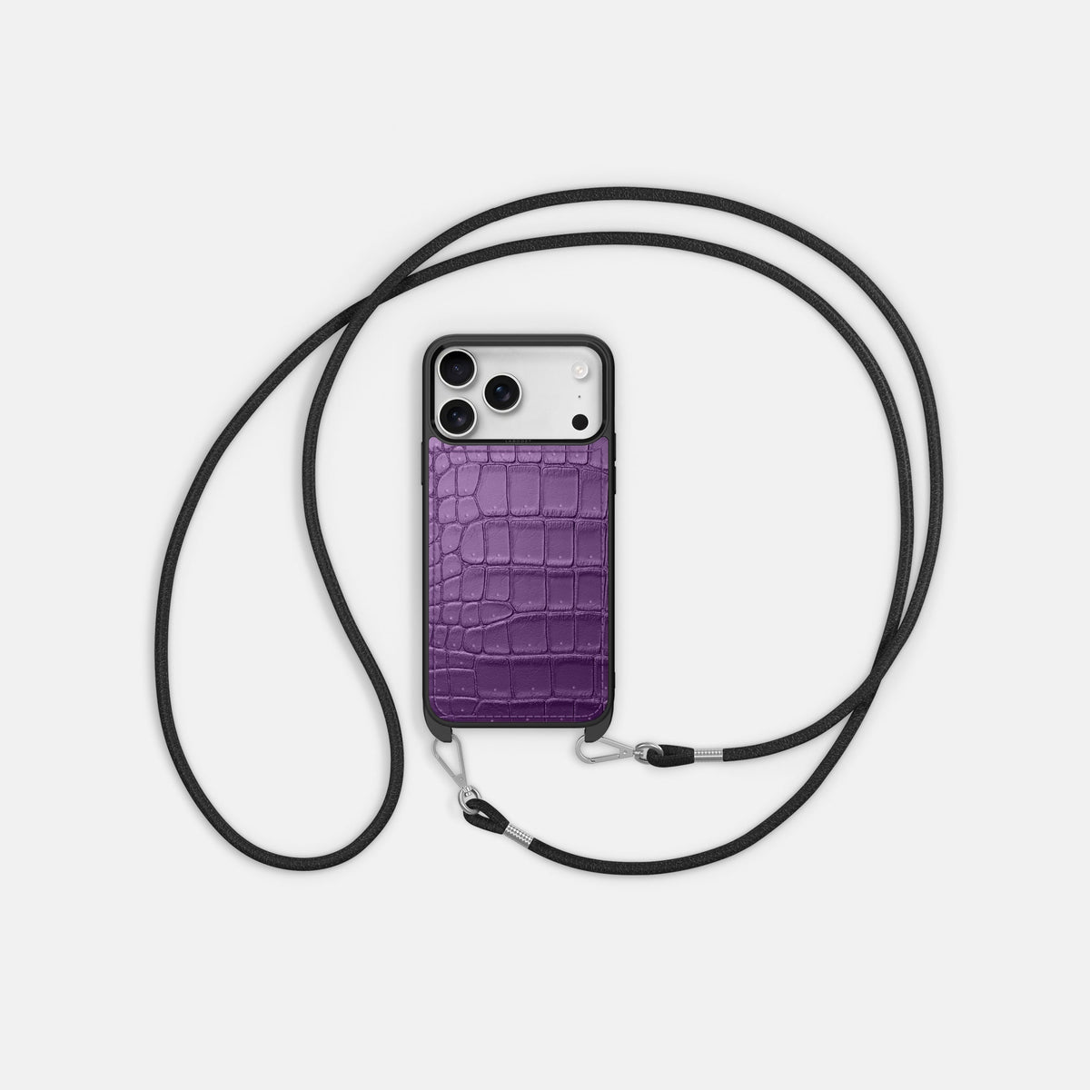 Crossbody Sport Case For iPhone 18 Pro In Porosus Crocodile -5 | Purple