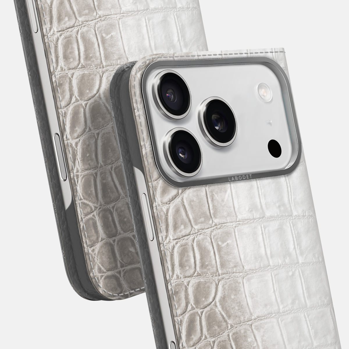 Folio Case For iPhone 17 Pro Max In Himalayan Crocodile -5 | Grey-Steel