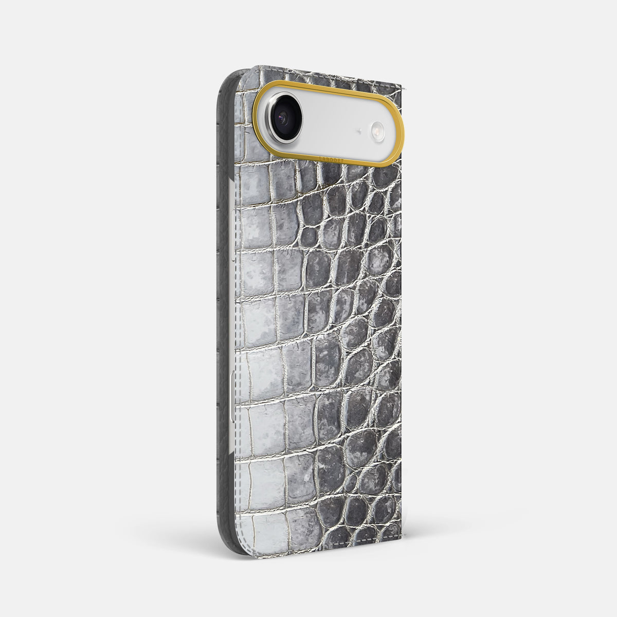 Folio Case For iPhone 17 Air In Himalayan Crocodile -1 | Silver-Gold
