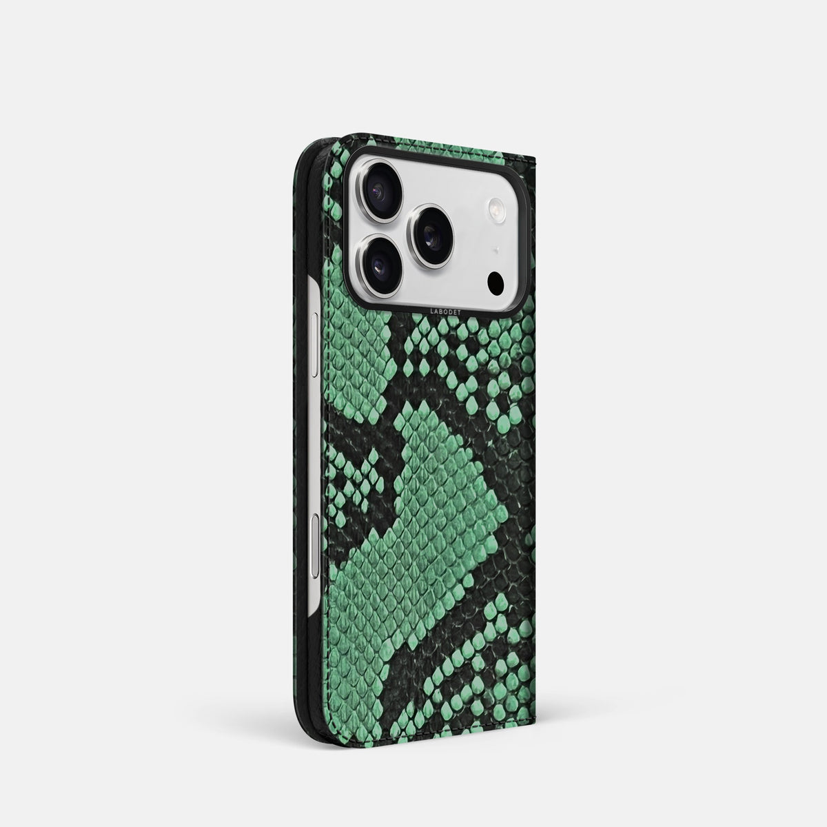 Folio Case For iPhone 18 Pro In Deluxe Python -1 | Forest-Green-Black