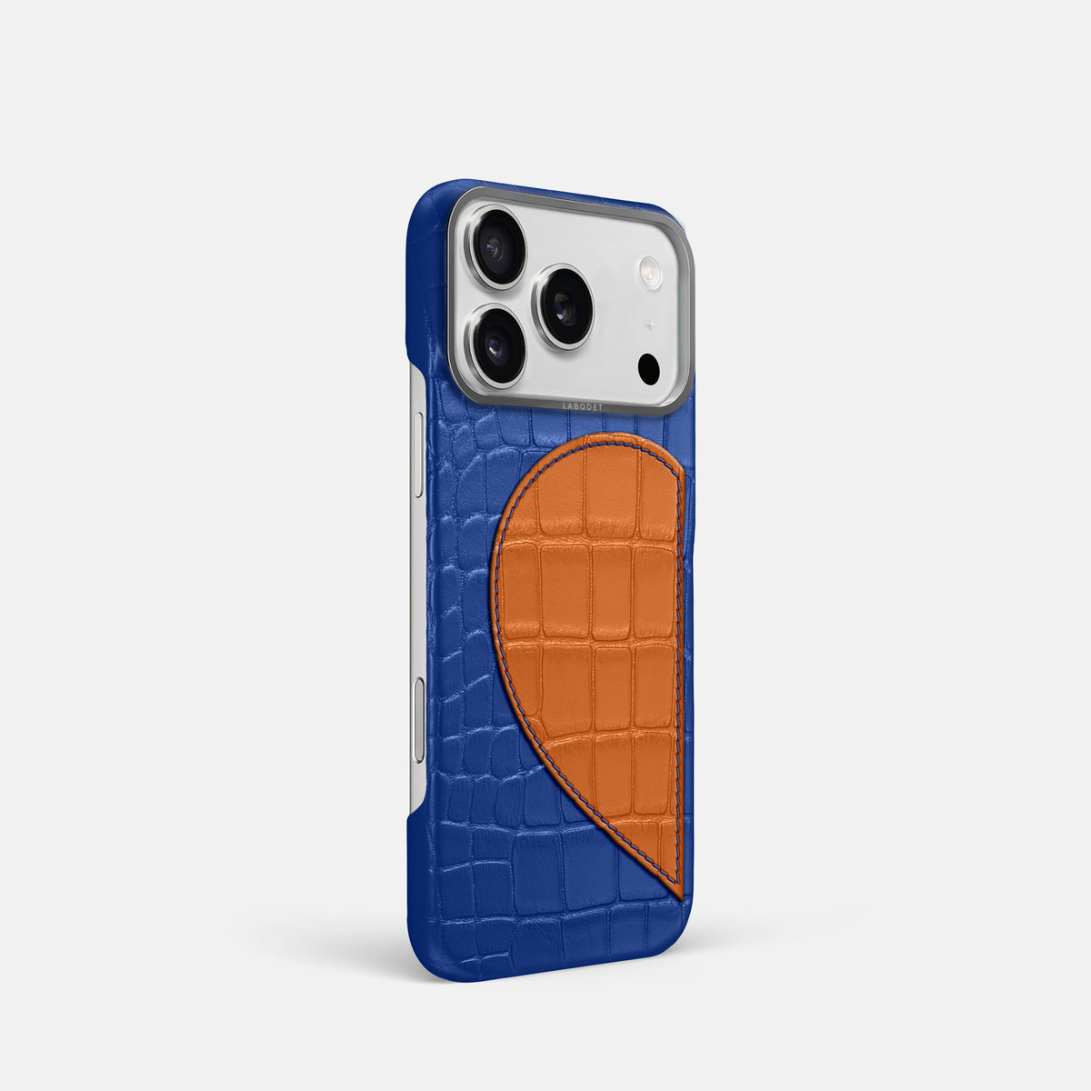 Classic Case With Half Heart - Left For iPhone 17 Pro In Alligator -2 | Royal-Blue-Steel