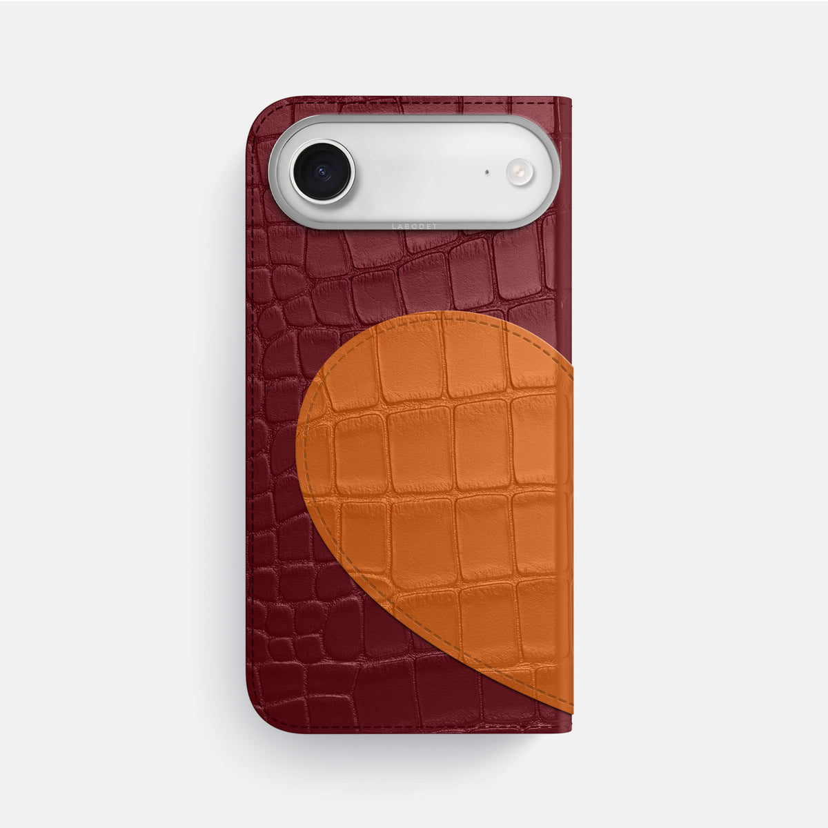 Folio Case With Heart For iPhone 17 Air In Alligator -3 | Burgundy-Steel