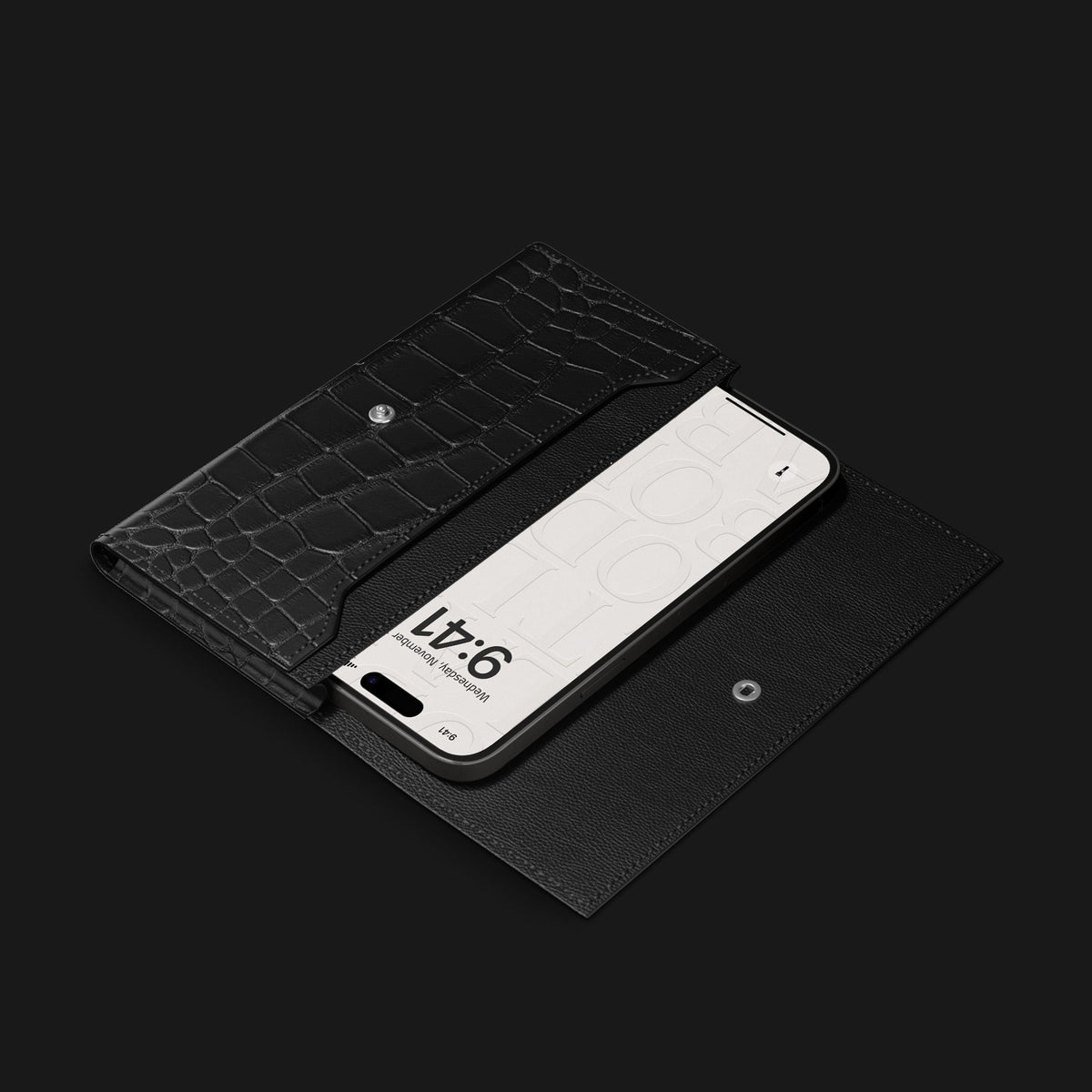 Wallet Case Edition Black For iPhone 18 Pro Max In Alligator -2 | Edition-Black