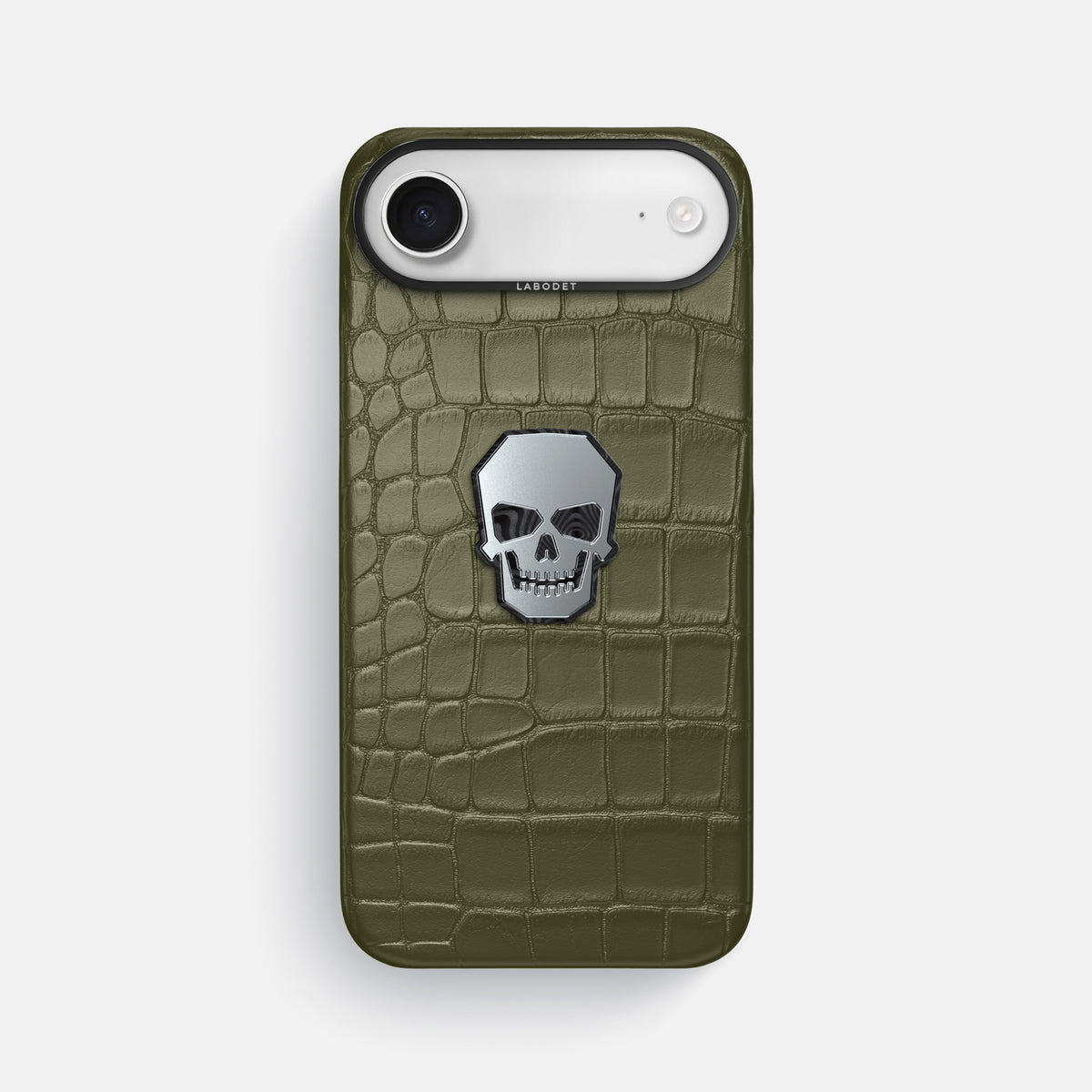 Classic Case With Titanium Skull For iPhone 17 Air In Alligator -1 | Kaki-Green-Black