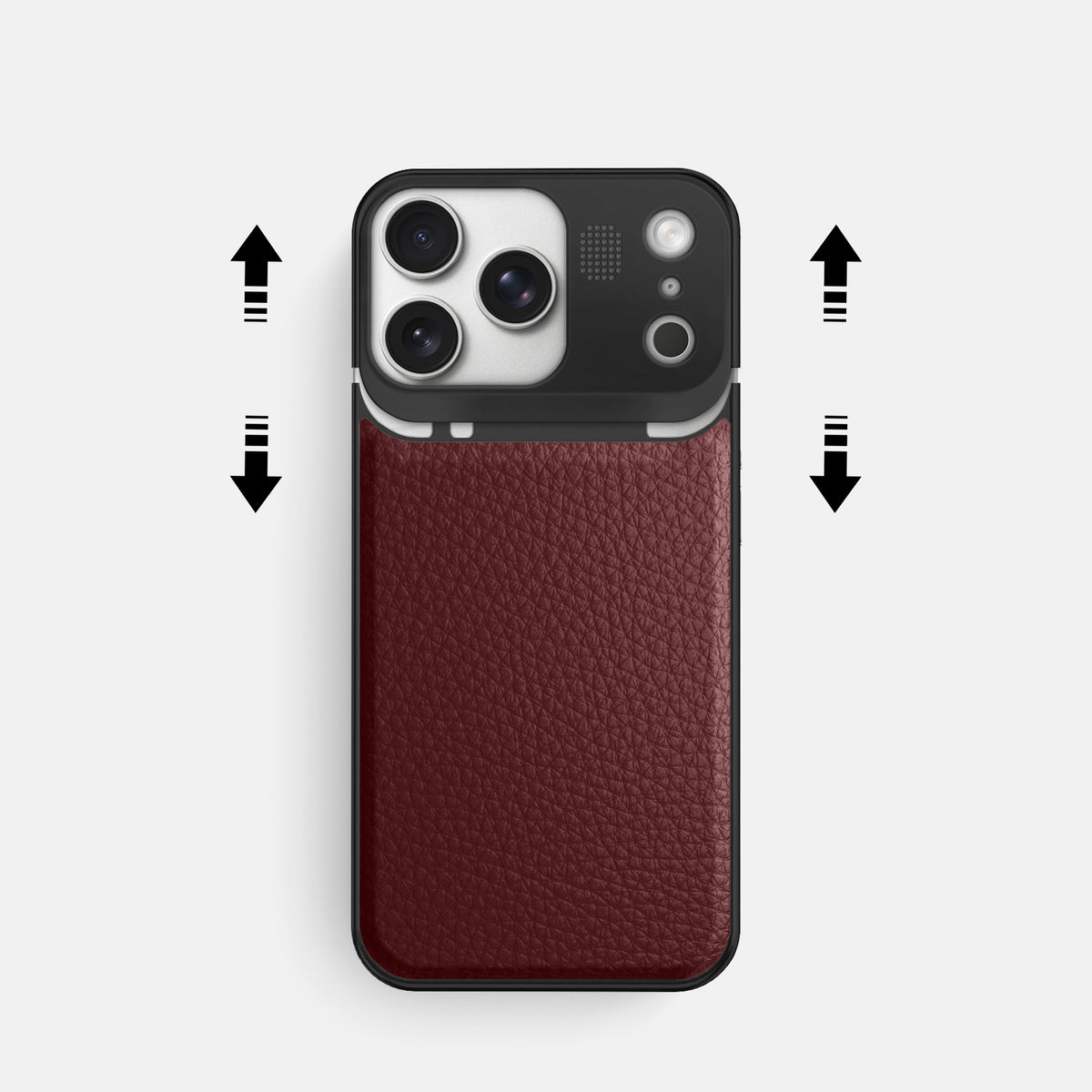 Metal Case For iPhone 17 Pro In Calf -2 | Bordeaux-Black