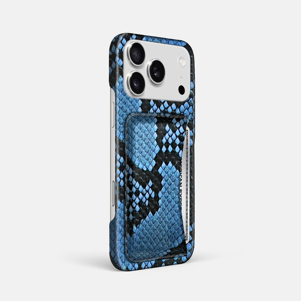 Slim Card Case For iPhone 18 Pro Max In Deluxe Python -2 | Blue-Jeans