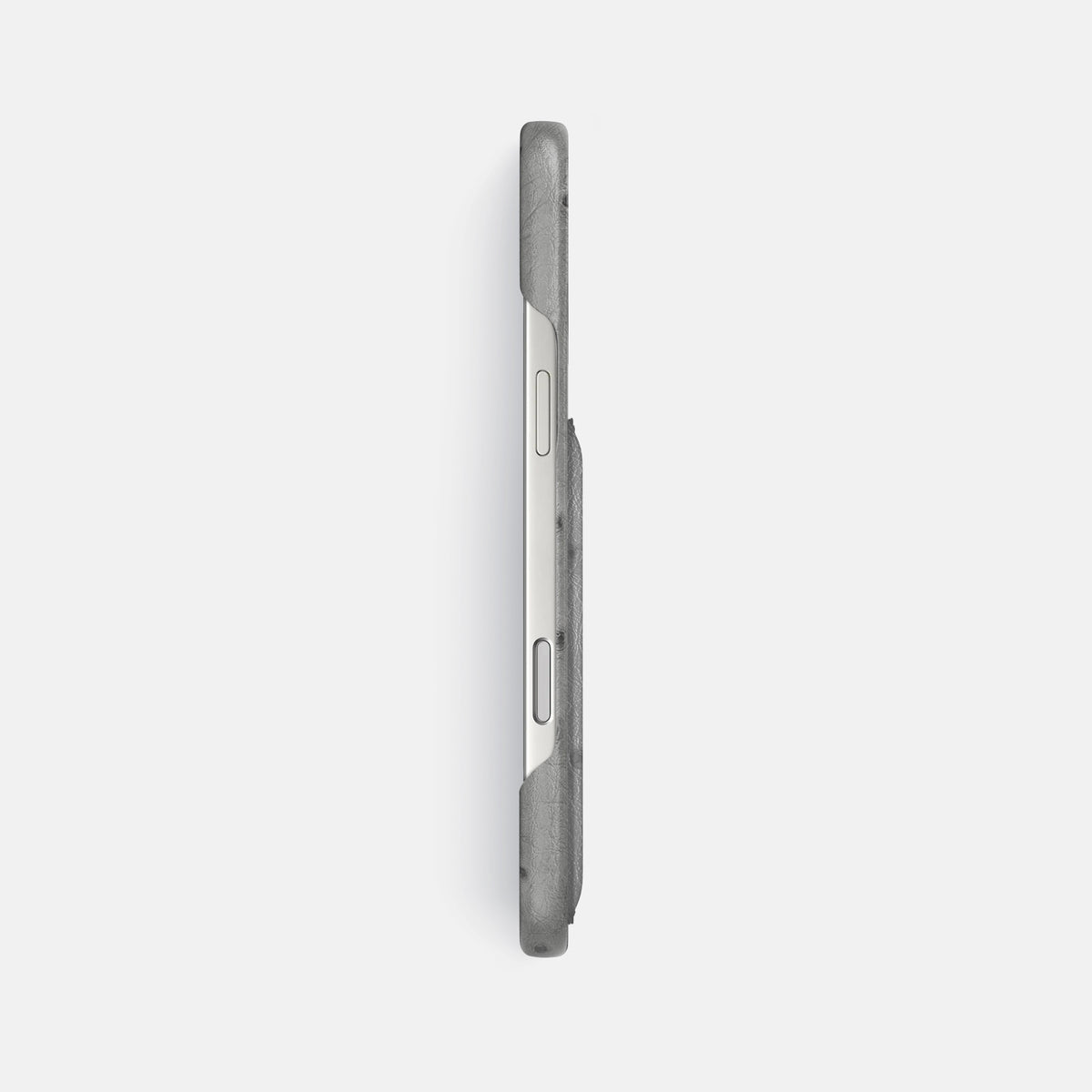 Slim Card Case For iPhone 17 Pro Max In Ostrich -3 | Silver