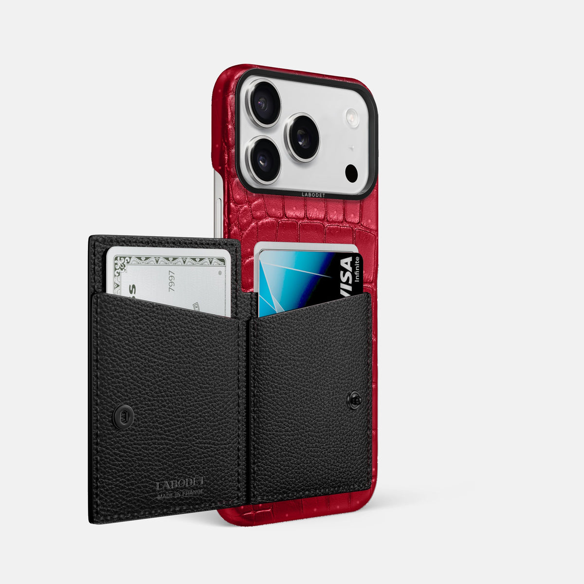 Bi-Fold Case For iPhone 18 Pro Max In Porosus Crocodile -2 | Burgundy-Black