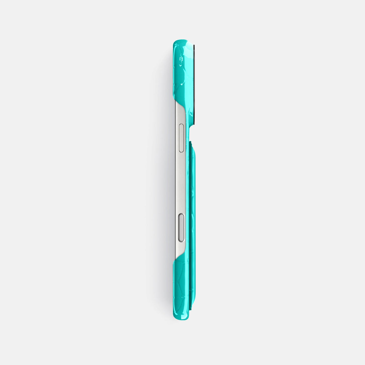 Double Card Case For iPhone 18 Pro Max In Shiny Alligator -3 | Mint-Black