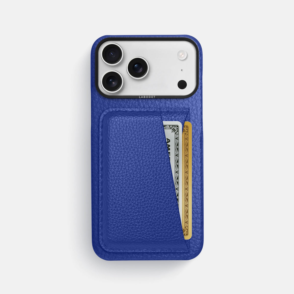 Double Card Case For iPhone 18 Pro Max In Calf -1 | Royal-Blue-Black