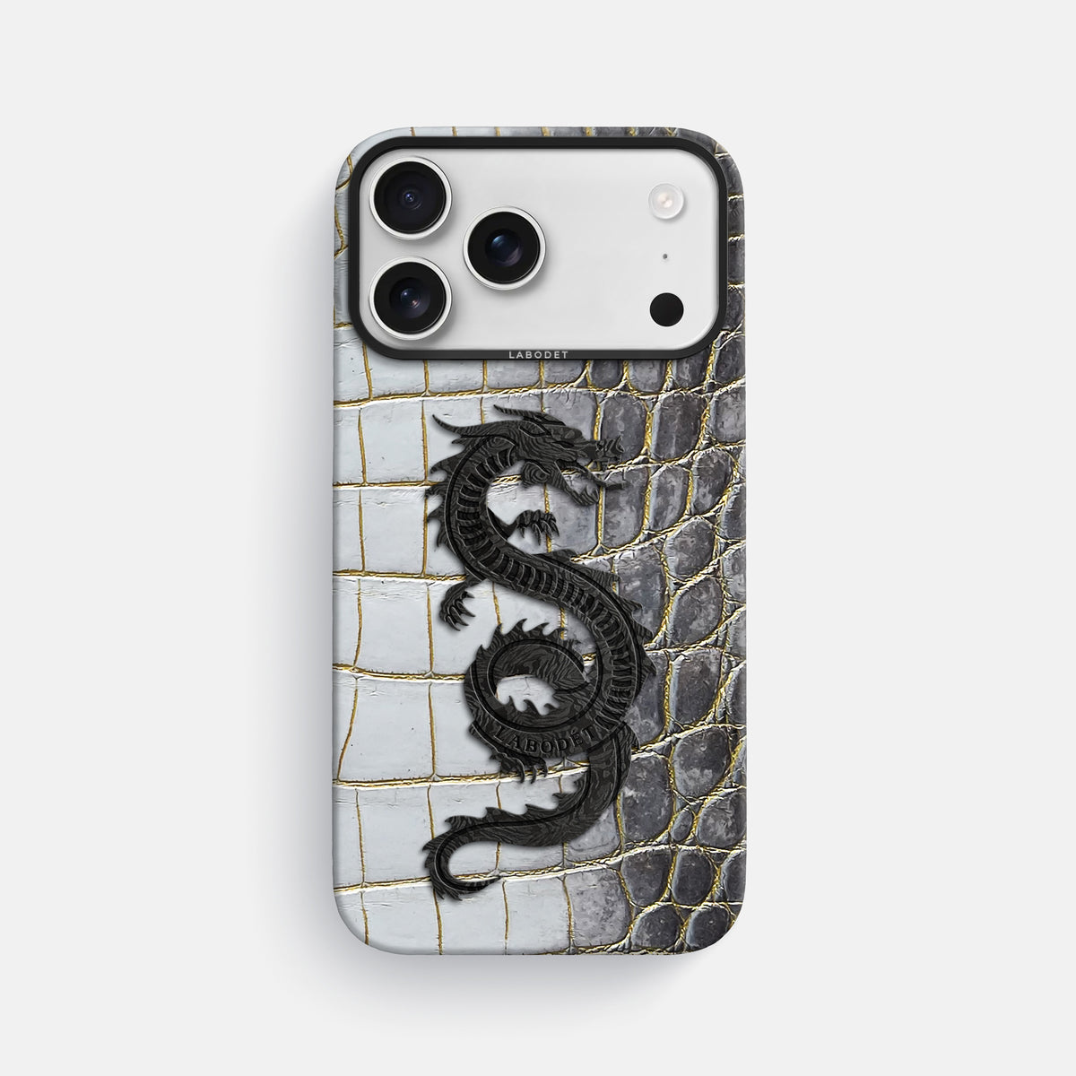 Classic Case With Carbon Dragon For iPhone 17 Pro Max In Himalayan Crocodile -1 | Gold-Black