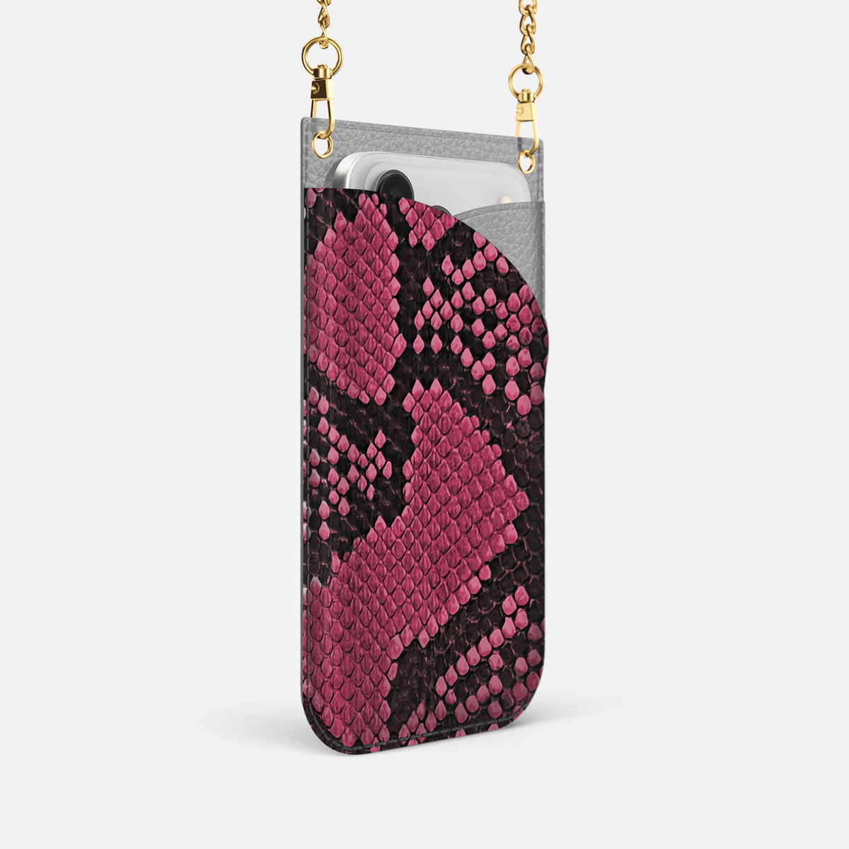 Crossbody Bag For iPhone 17 Pro In Deluxe Python -2 | Burgundy-Gold