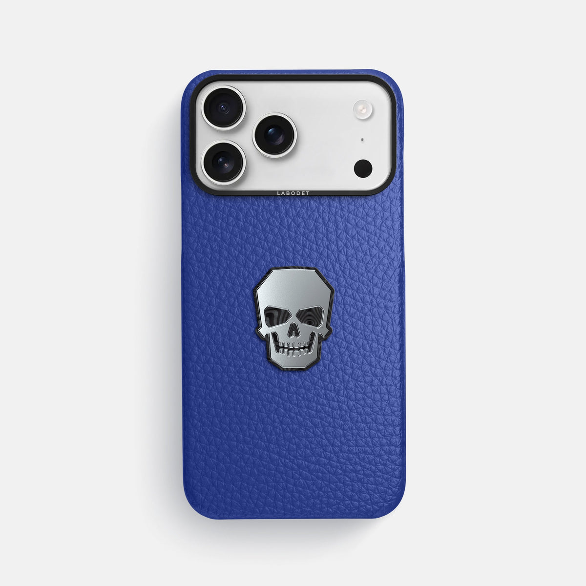 Classic Case With Titanium Skull For iPhone 18 Pro Max In Calf -1 | Royal-Blue-Black