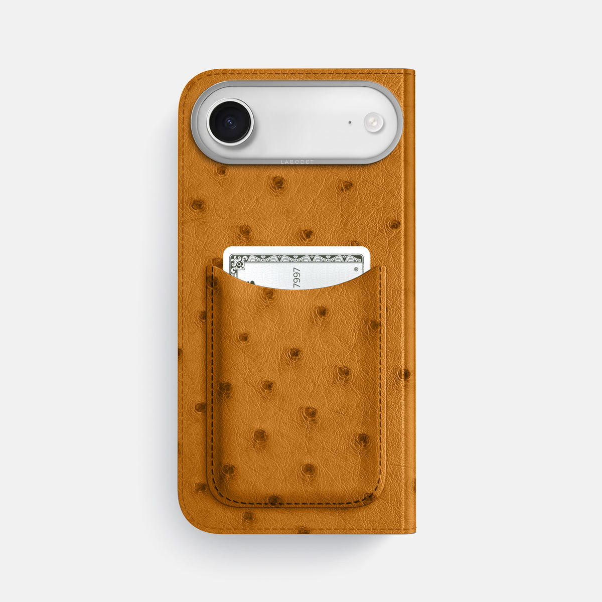 Folio Case with Card For iPhone 17 Air In Ostrich -3 | Chestnut-Steel