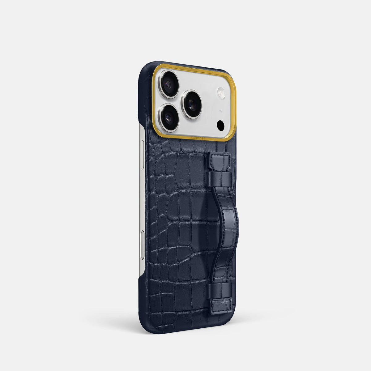 Handle Case For iPhone 18 Pro In Alligator -2 | Navy-Blue-Gold