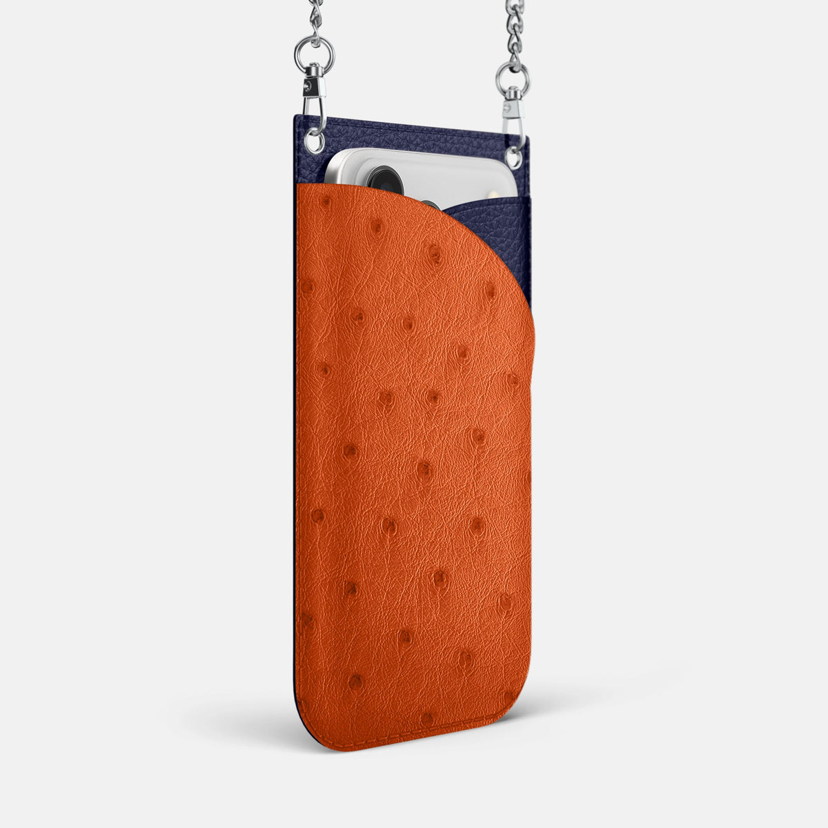 Crossbody Bag For iPhone 18 Pro Max In Ostrich -2 | Orange-Steel