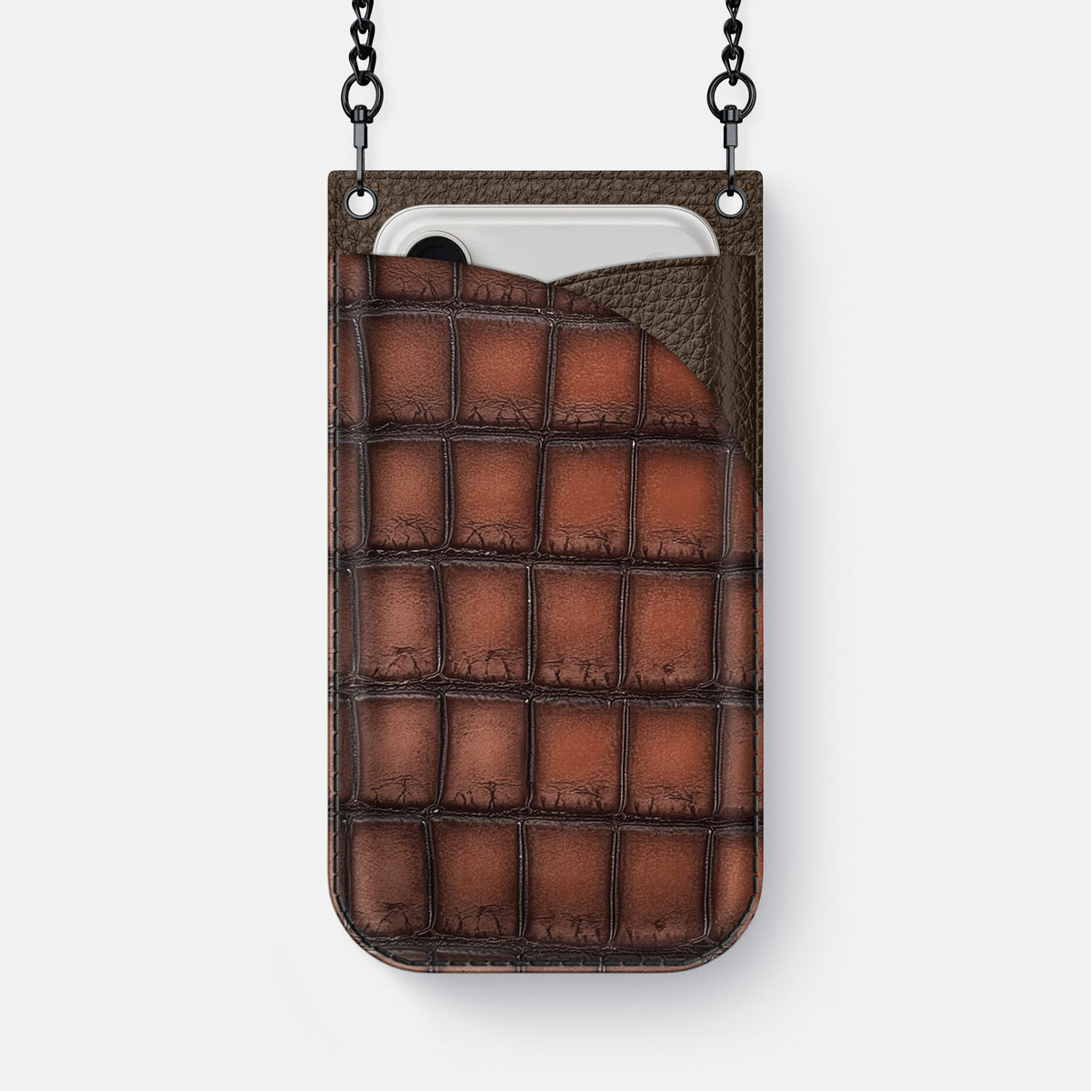 Crossbody Bag For iPhone 18 Pro Max In Patina Alligator -1 | Baobab-Black