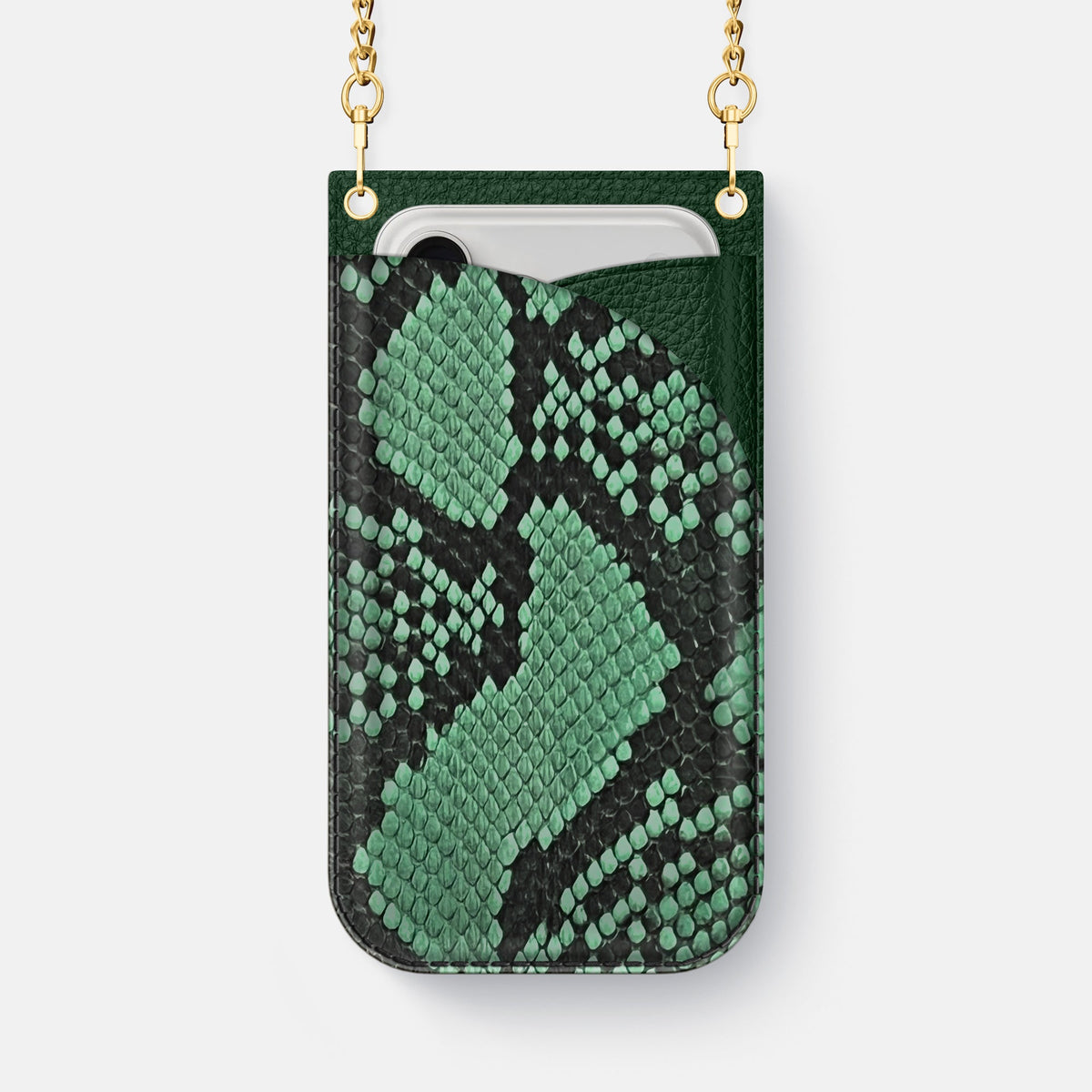 Crossbody Bag For iPhone 18 Pro Max In Deluxe Python -1 | Forest-Green-Gold