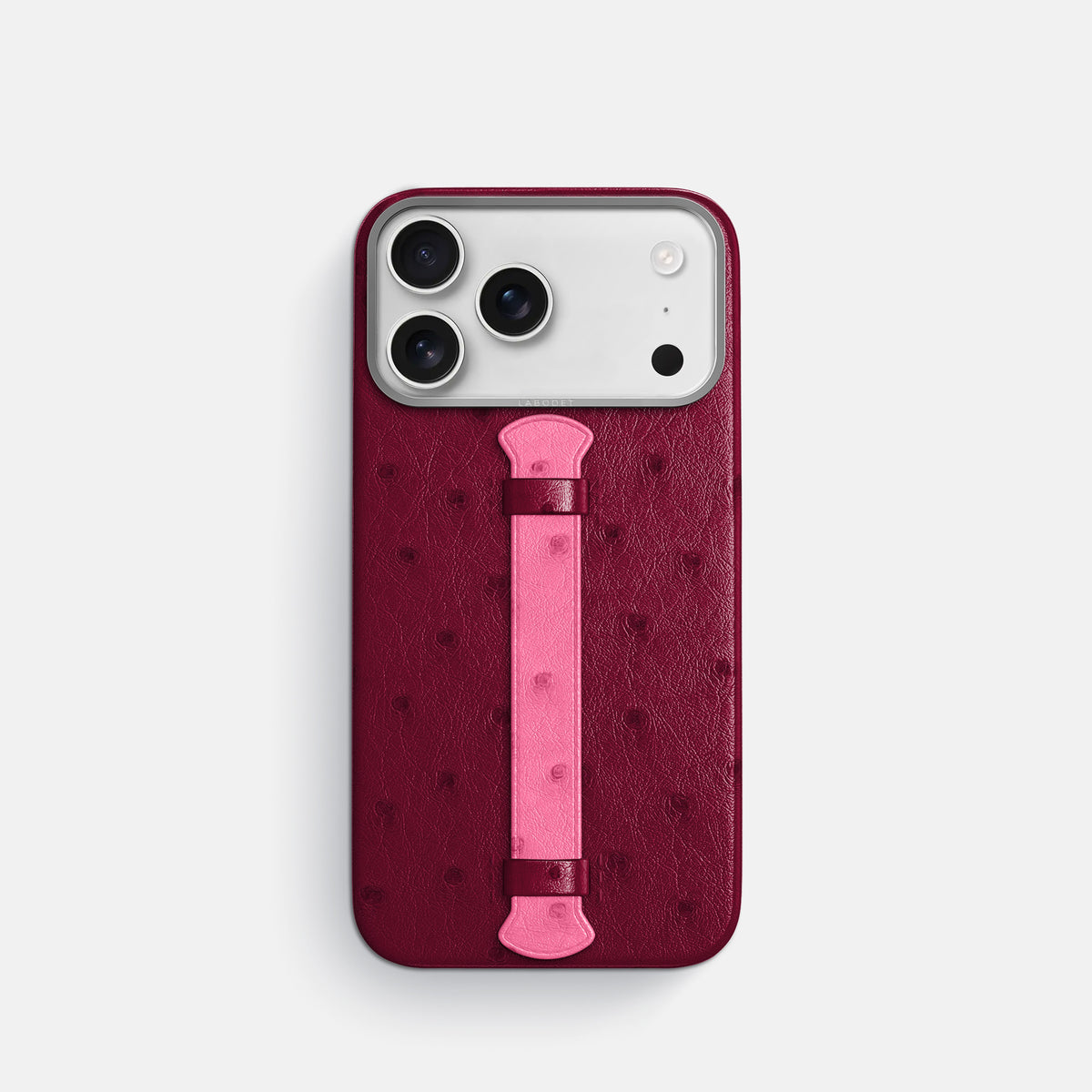 Center Handle Coloré For iPhone 17 Pro In Ostrich -1 | Bordeaux-Steel