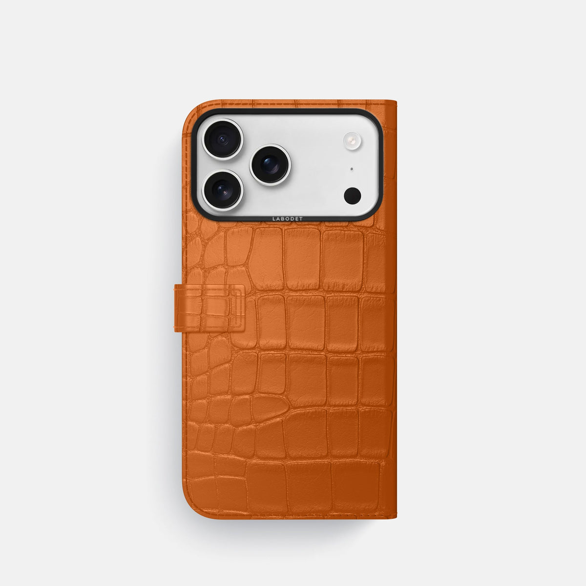 Folio Case with Clasp For iPhone 18 Pro In Alligator -3 | Orange-Black