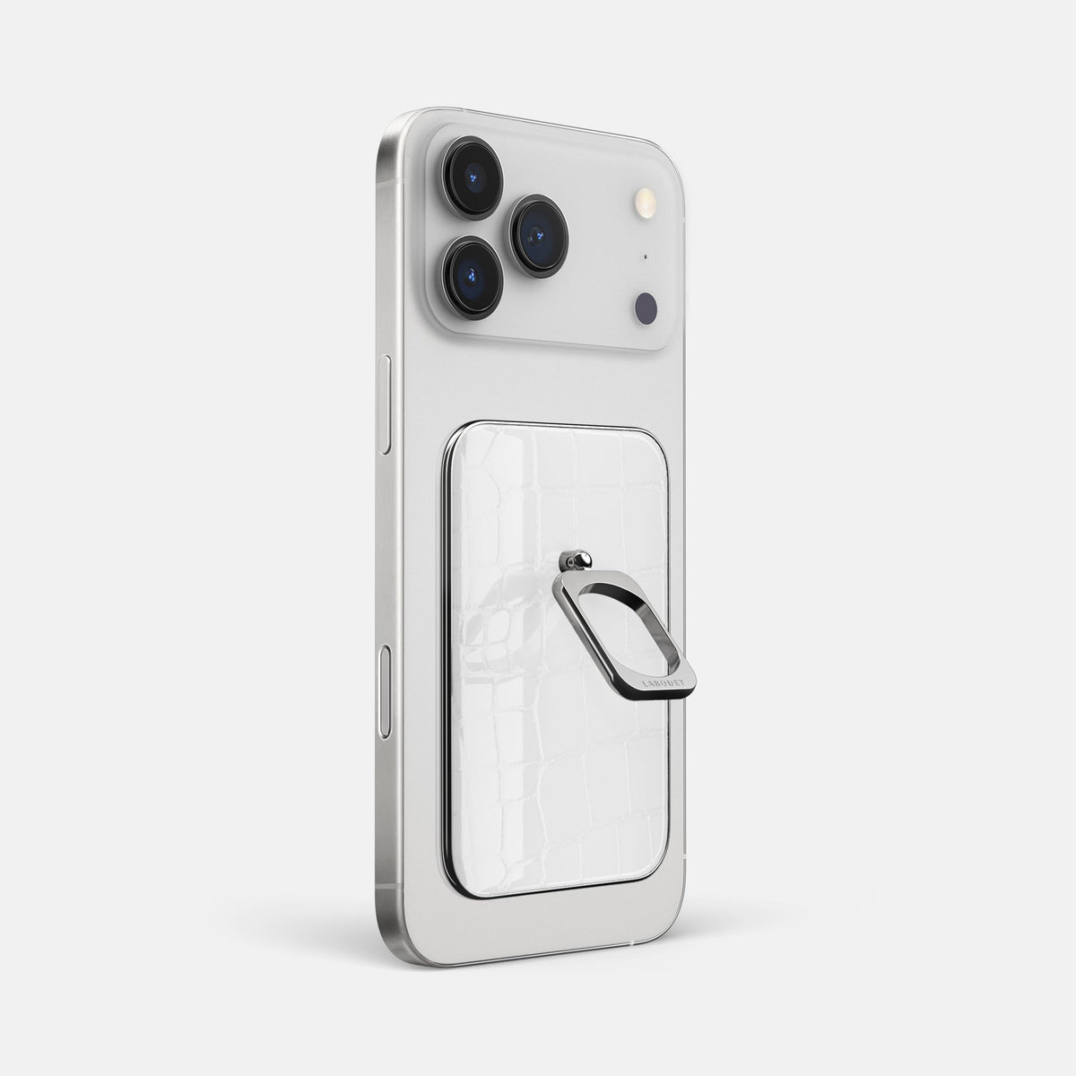 MagSafe Ring For iPhone 18 Pro Max In Shiny Alligator -1 | White-Steel