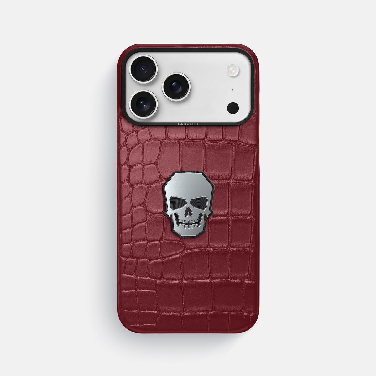 Classic Case With Titanium Skull For iPhone 18 Pro Max In Alligator -1 | Burgundy-Black