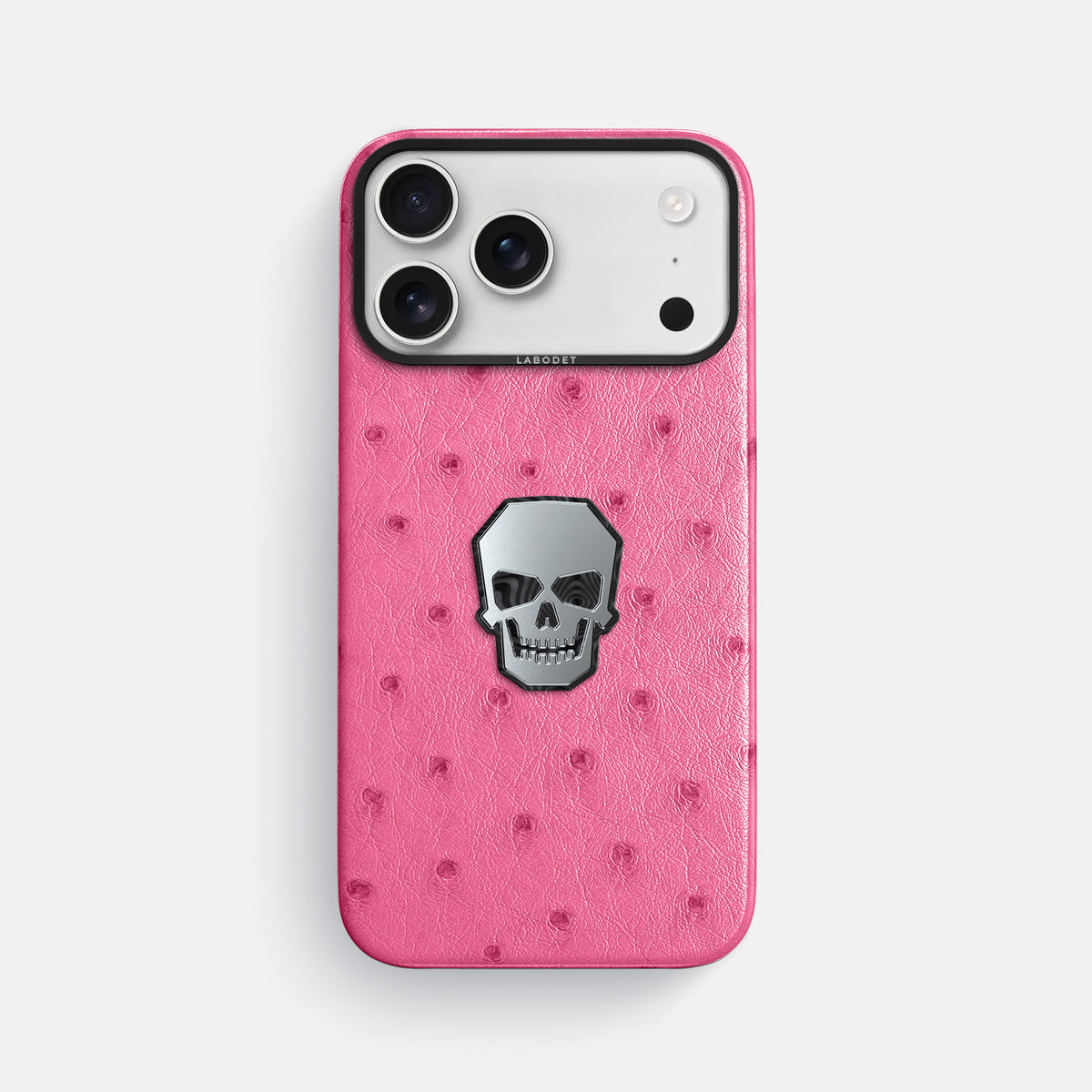 Classic Case With Titanium Skull For iPhone 17 Pro Max In Ostrich -1 | Pink-Black