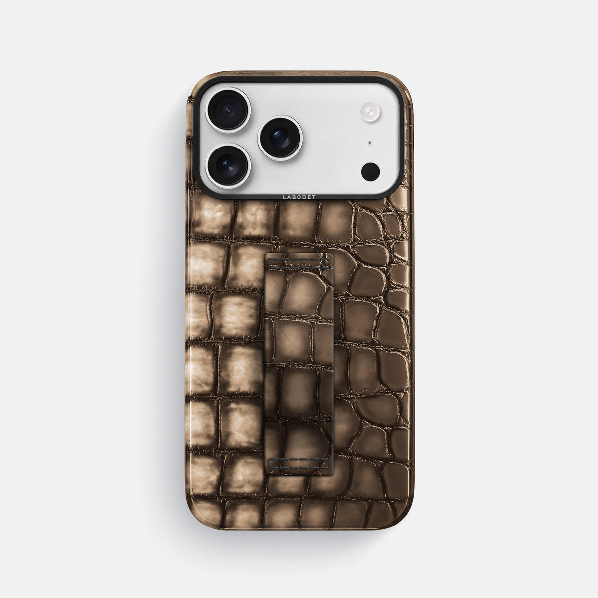 Finger Case For iPhone 18 Pro Max In Patina Alligator -1 | Etoupe-Black