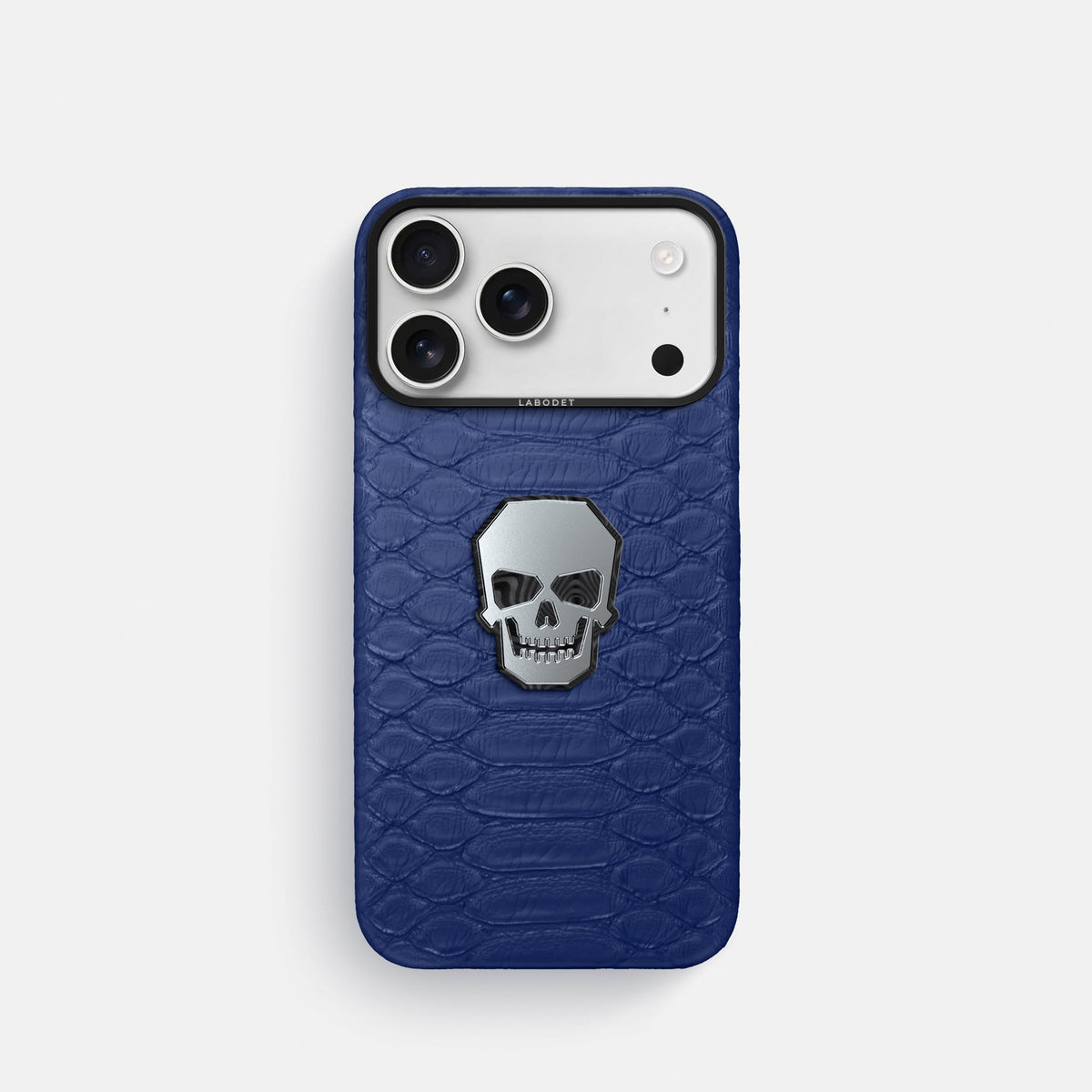 Classic Case With Titanium Skull For iPhone 18 Pro In Python -1 | Royal-Blue-Black