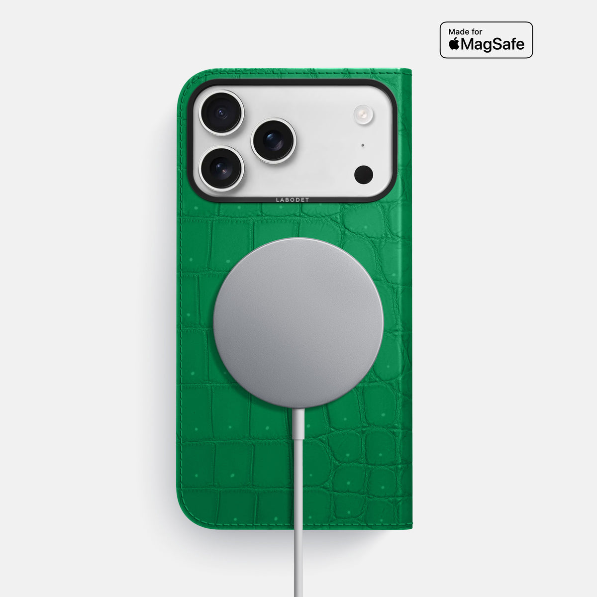 Folio Case For iPhone 17 Pro Max In Porosus Crocodile -3 | Cactus-Green-Black