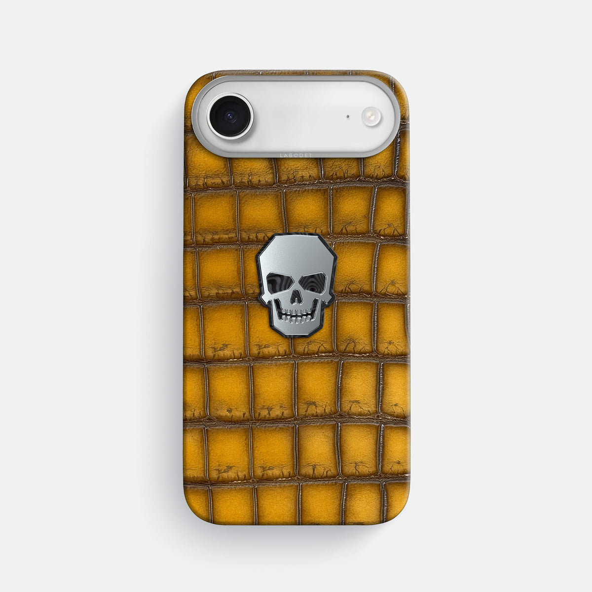 Classic Case With Titanium Skull For iPhone 17 Air In Patina Alligator -1 | Sydney-Steel