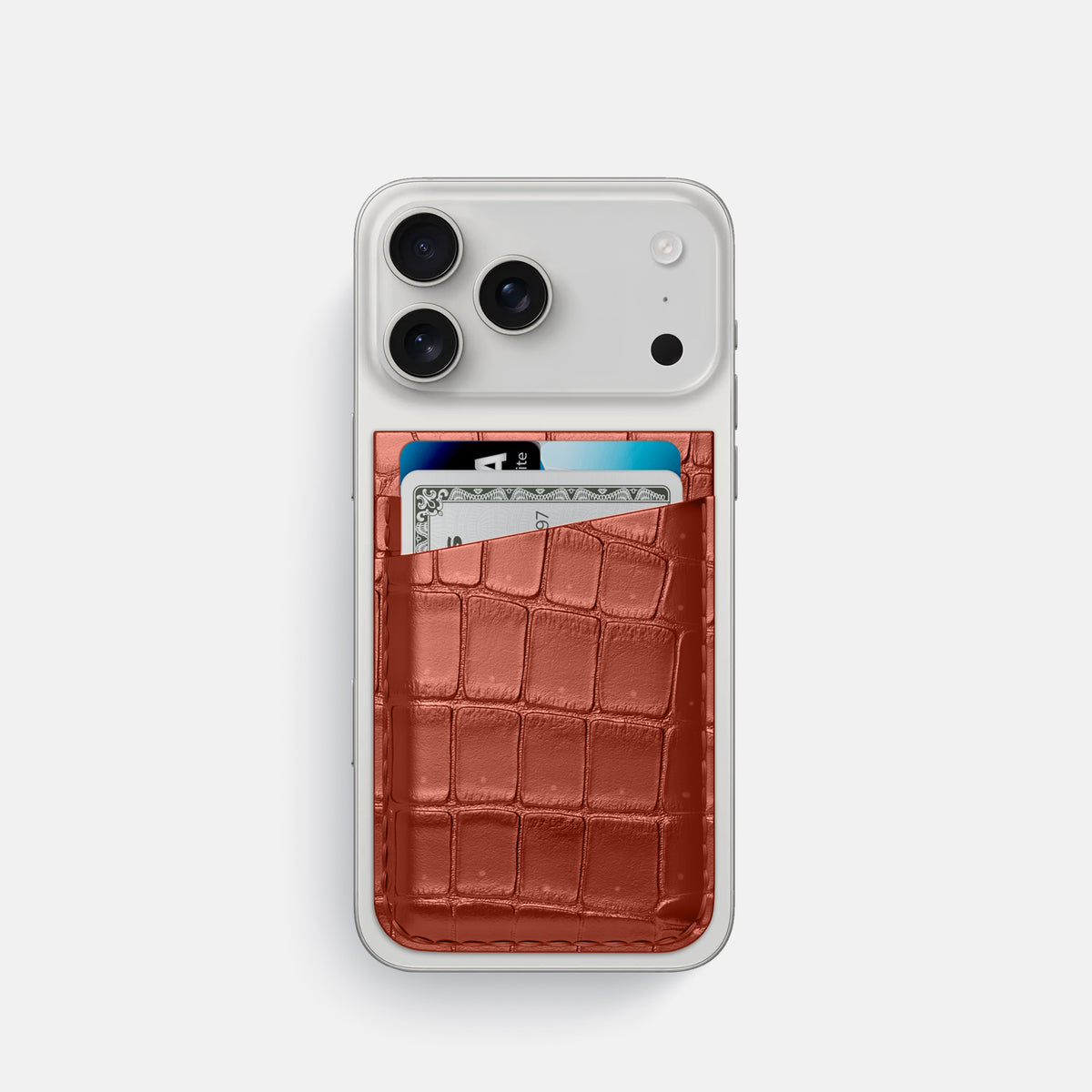 MagSafe Wallet For iPhone 17 Pro In Porosus Crocodile -1 | Mahogany-Brown
