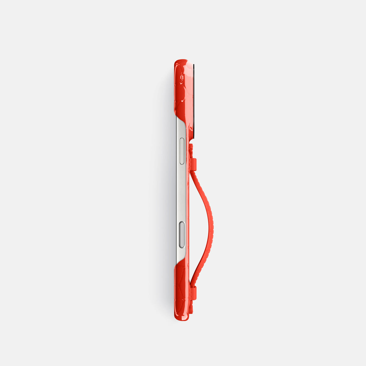 Center Handle For iPhone 17 Pro In Shiny Alligator -2 | Coral-Orange-Black