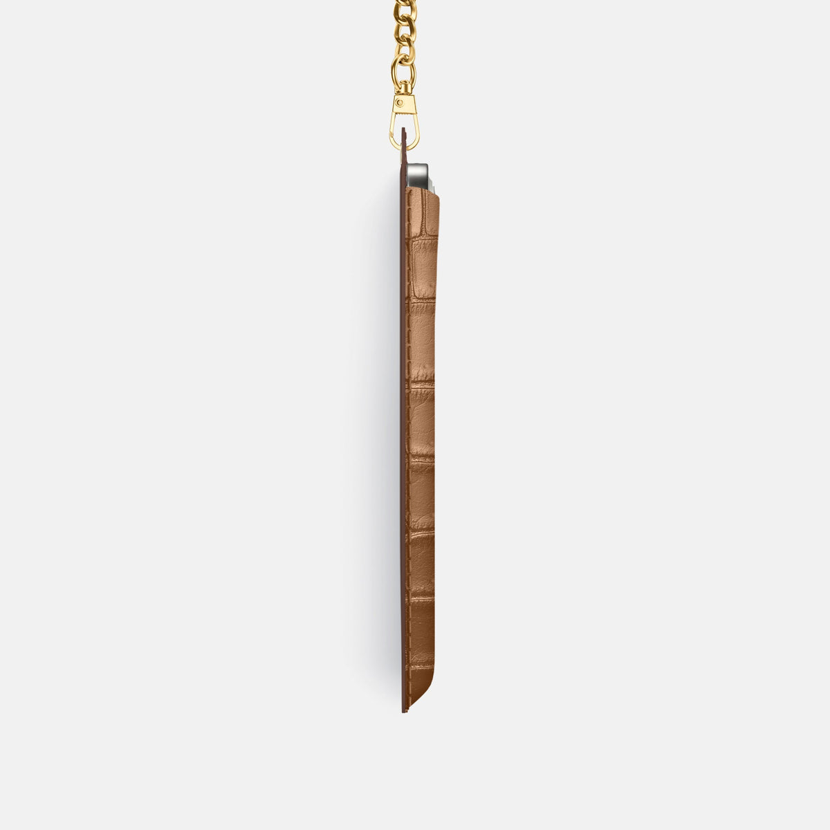 Crossbody Bag For iPhone 18 Pro In Porosus Crocodile -4 | Milk-Chocolate-Gold