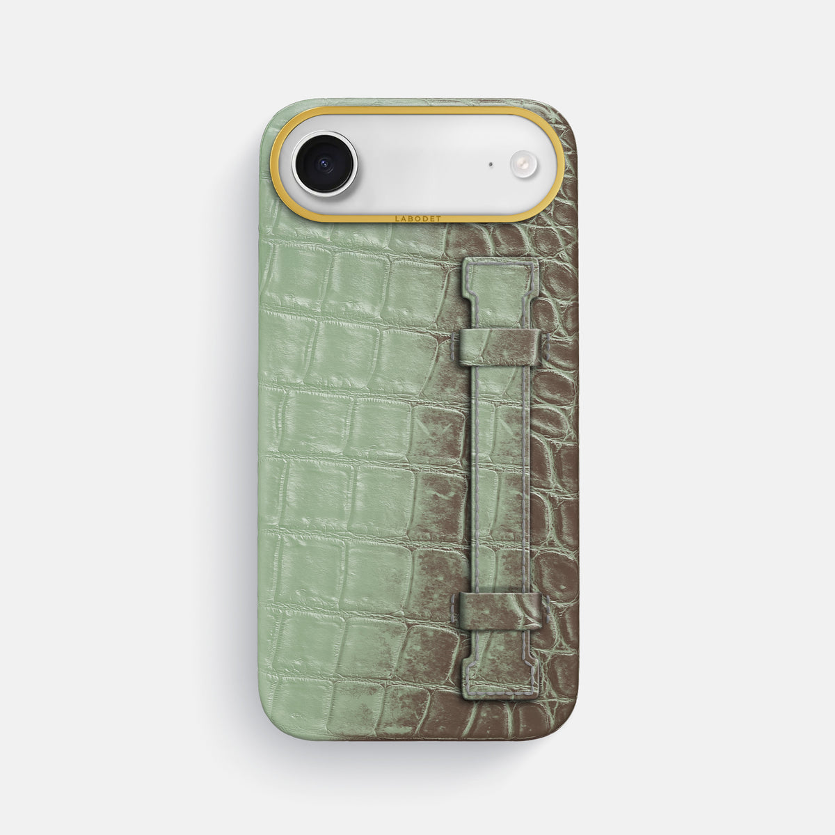 Handle Case For iPhone 17 Air In Himalayan Crocodile -1 | Pistachio-Gold
