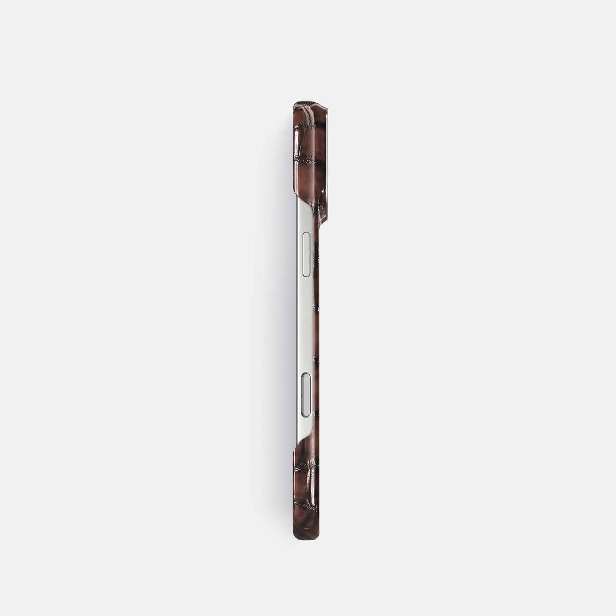 Classic Case For iPhone 18 Pro In Patina Alligator -3 | Havana-Brown-Steel