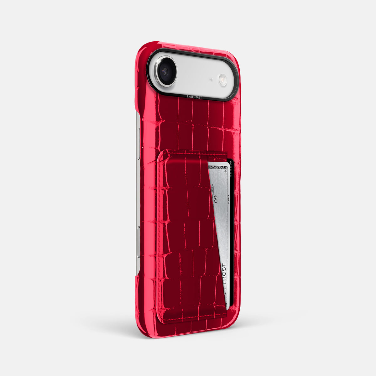 Double Card Case For iPhone 17 Air In Shiny Alligator -2 | Cherry-Black