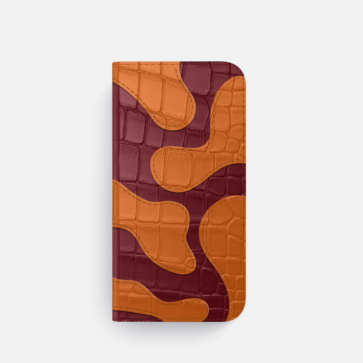 Camouflage Folio For iPhone 17 Pro In Alligator -4 | Burgundy-Steel