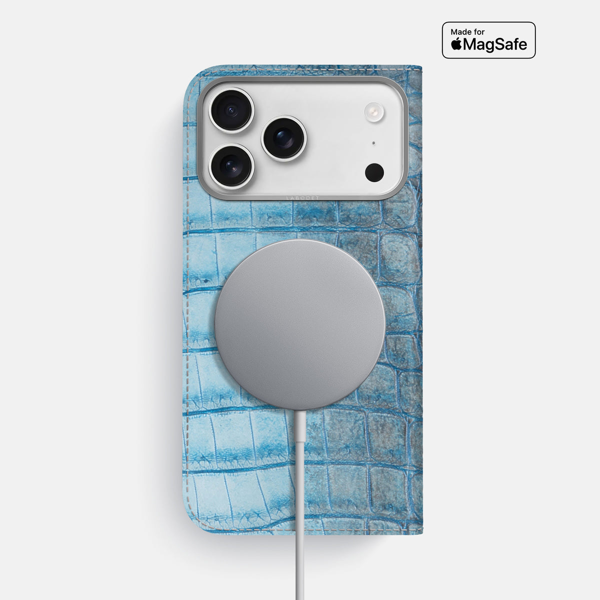Folio Case For iPhone 17 Pro Max In Himalayan Crocodile -3 | Ice-Blue-Steel
