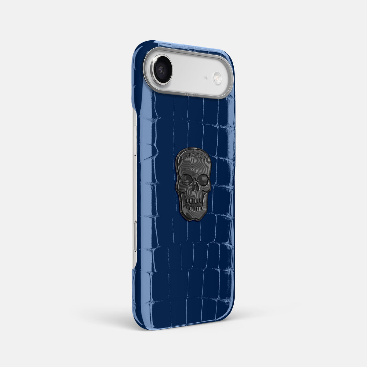 Classic Case With Carbon Skull For iPhone 17 Air In Shiny Alligator -2 | Mediterranean-Steel
