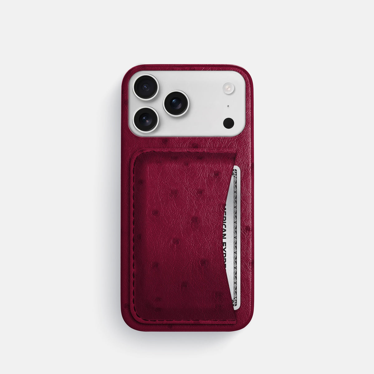 Slim Card Case For iPhone 17 Pro In Ostrich -1 | Bordeaux