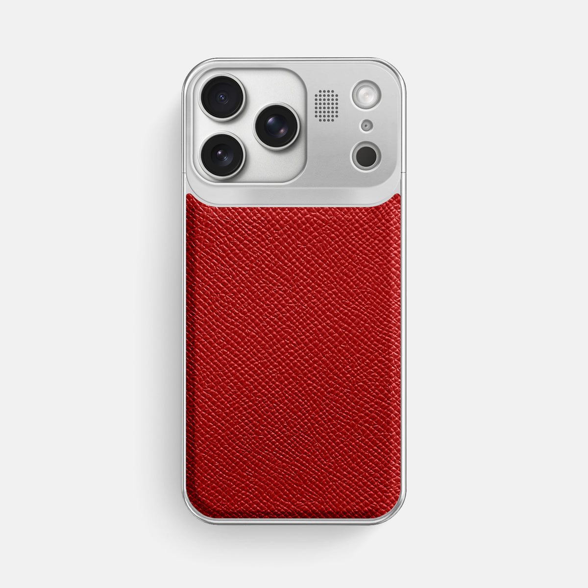 Metal Case For iPhone 17 Pro Max In Epsom-Style Calf -1 | Red-Steel