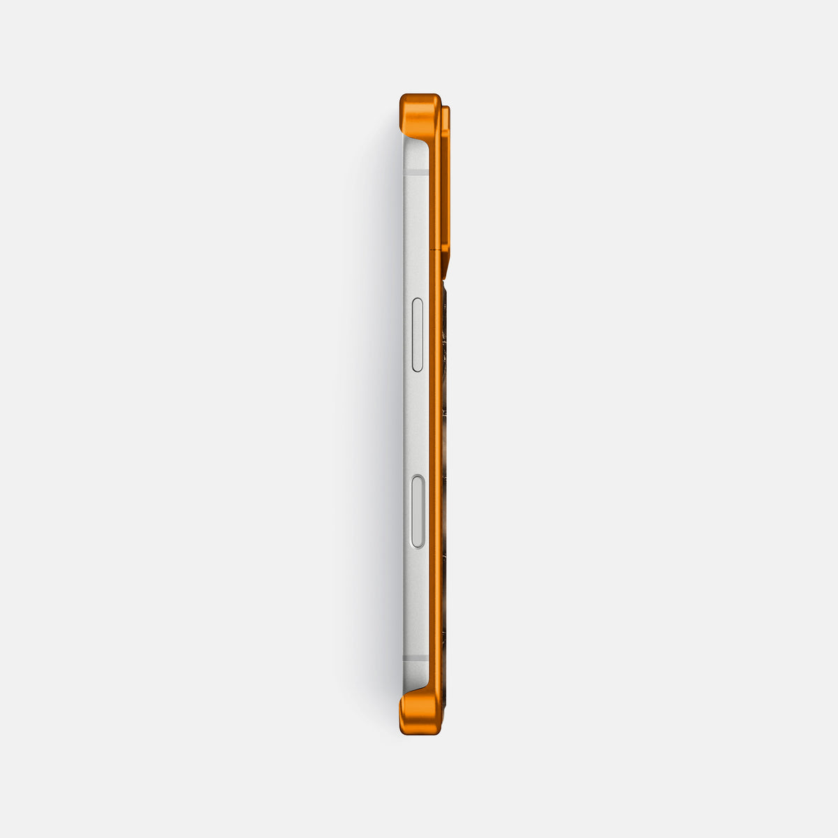 Metal Case For iPhone 17 Pro Max In Patina Alligator -3 | Etoupe-Orange