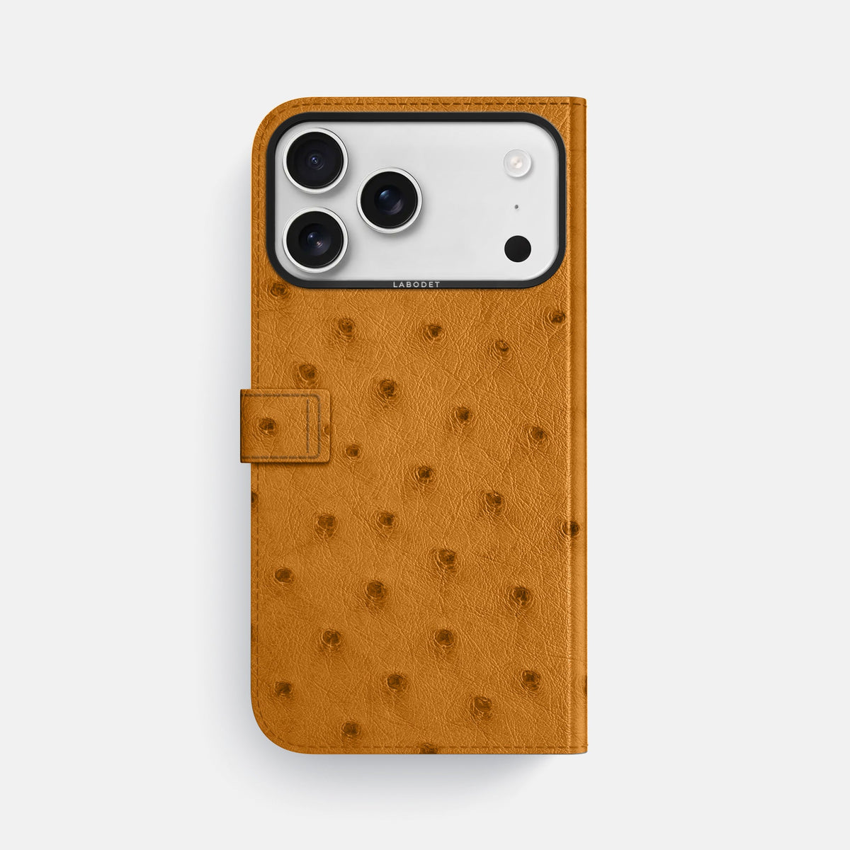 Folio Case with Clasp For iPhone 18 Pro Max In Ostrich -3 | Chestnut-Black