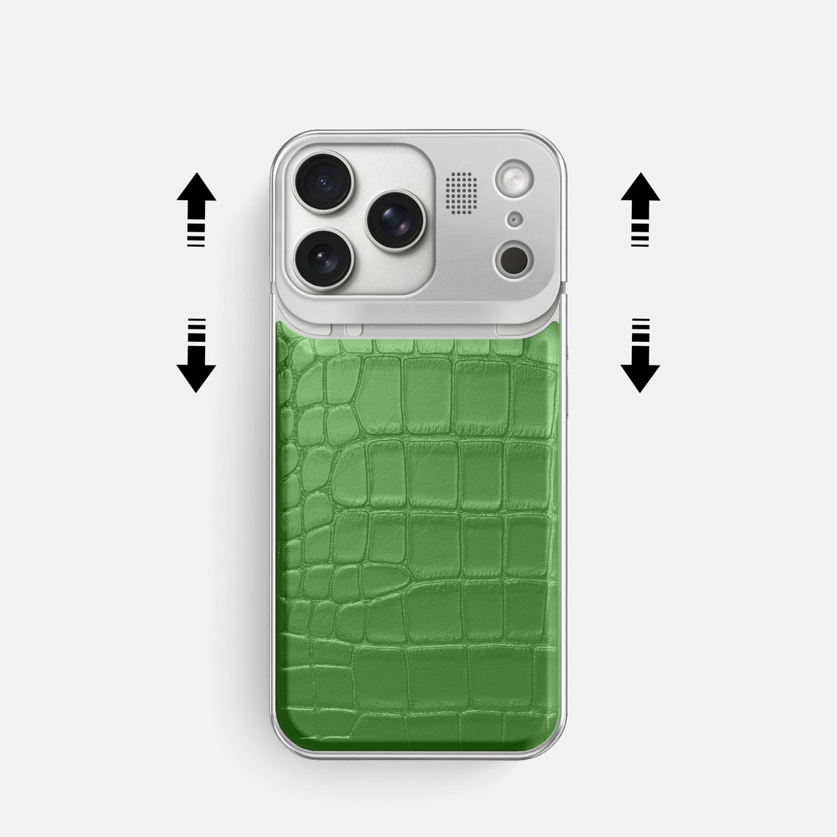 Metal Case For iPhone 18 Pro In Alligator -2 | Apple-Green-Steel