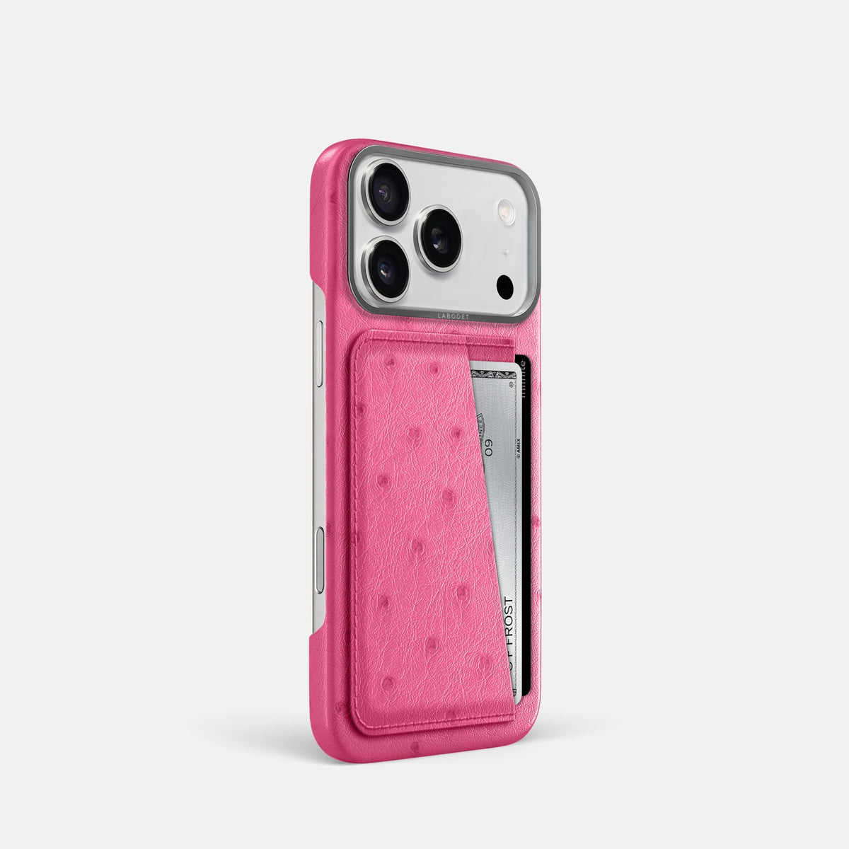 Double Card Case For iPhone 18 Pro In Ostrich -2 | Pink-Steel